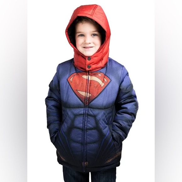 Kids Superman Puffer Jacket | Kids | Boys | Red/Blue | 8| Fun Wear - Picture 2 of 11